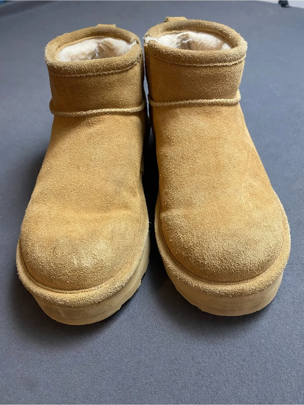 BEARPAW Kids Tan Suede Faux Fur Lined Pull-on Ankle Boots Size 5Y